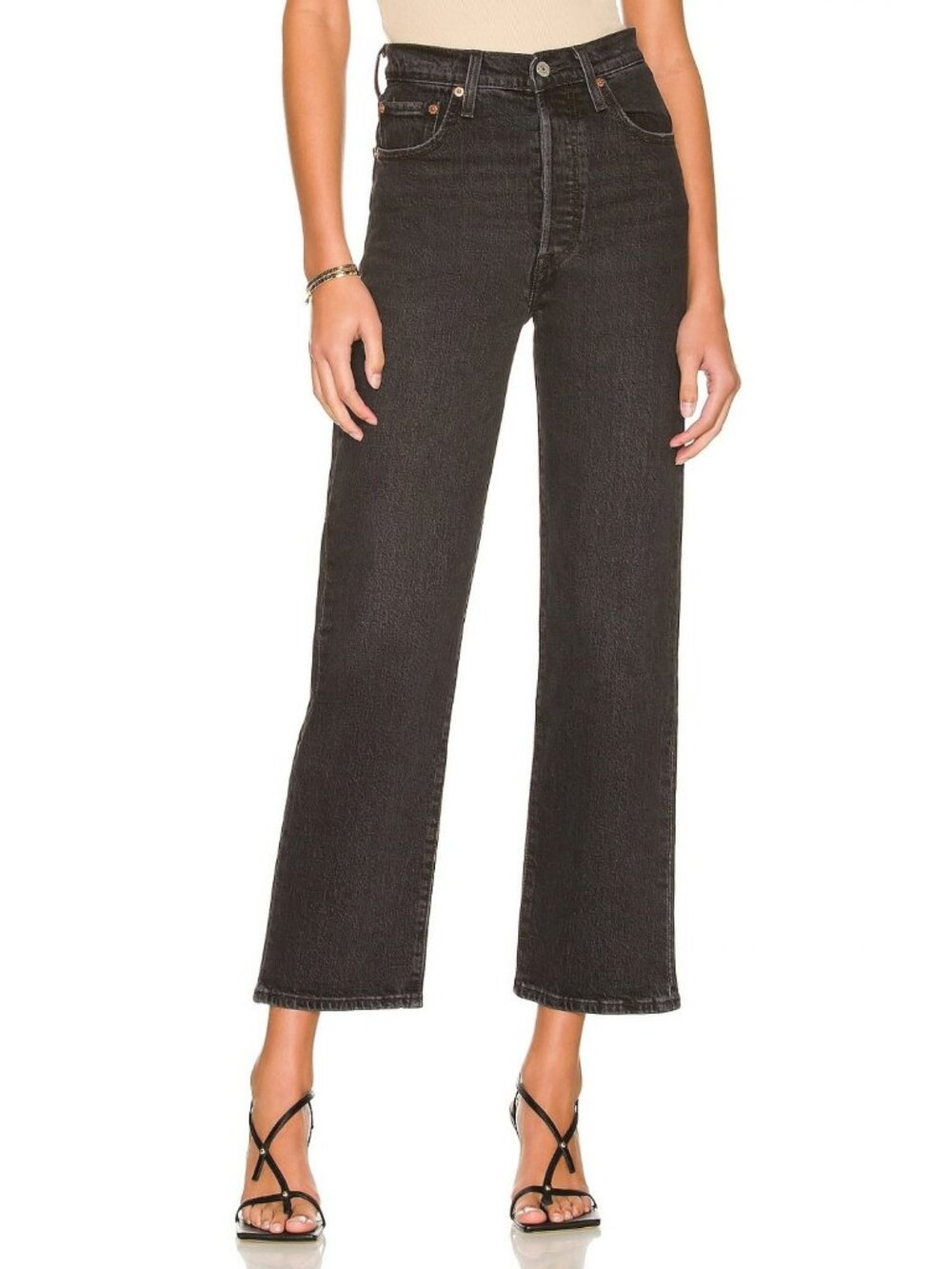 Levi's Ribcage Straight Ankle Jeans - Feelin' Cagey Black - Size 25 x 27